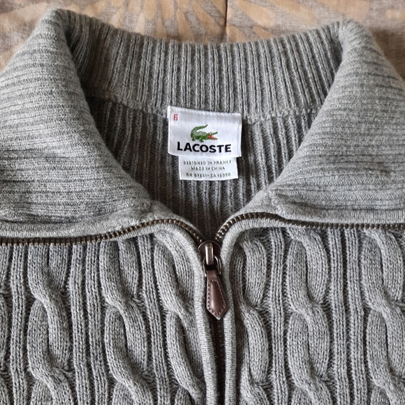 Lacoste Women's knit grey sweater size L - Picture 4 of 14